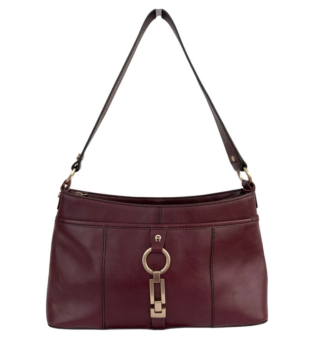 Etienne Aigner Oxblood Burgundy Leather Shoulder Bag Purse Gold Hardware